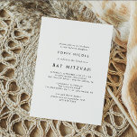 Invitation Bat mitzvah de typographie chic<br><div class="desc">Cette invitation chic Bat mitzvah de typographie est parfaite pour un bat mitzvah moderne. Le design simple est composé d'une typographie minimaliste classique en noir et blanc, dans un style boho rustique. Personnalisable dans n'importe quelle couleur. Gardez le design minimal et élégant, en l'état, ou personnalisez-le en ajoutant vos propres...</div>