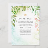 Invitation Bat mitzvah de verdure cristal géométrique (Devant)