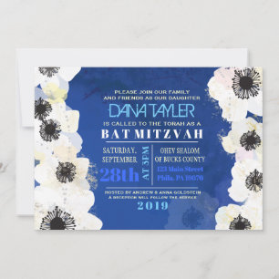Invitation Bat mitzvah des fleurs d'anémones