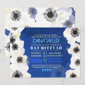 Invitation Bat mitzvah des fleurs d'anémones (Devant / Derrière)