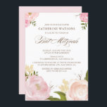 Invitation Bat mitzvah des fleurs d'aquarelle roma<br><div class="desc">Invitation Bat mitzvah personnalisable avec des illustrations d'aquarelle dessinées à la main de pivoines roses. Des articles similaires et des articles correspondants sont disponibles dans mon magasin.</div>