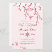 Invitation Bat mitzvah des fleurs de cerisiers de PixDezines (Devant / Derrière)