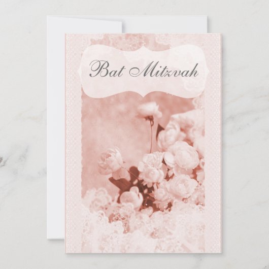 Invitation Bat mitzvah des fleurs de pivoines roses de Shabby (Devant)