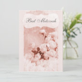 Invitation Bat mitzvah des fleurs de pivoines roses de Shabby (Debout devant)