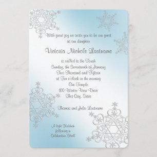 Invitation Bat mitzvah des flocons d'argent et de glace