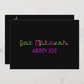 Invitation bat mitzvah des néons PixDezines (Devant / Derrière)