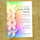 Invitation Bat mitzvah Dimensional Butterfly Rainbow Gradient<br><div class="desc">Des dessins bat mitzvah d'Umua. Imprimé et expédié par Zazzle ou son partenaire.</div>
