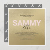 Invitation Bat mitzvah d'or Faux (Devant / Derrière)