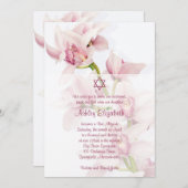Invitation Bat mitzvah d'orchidée rose Cymbidium (Devant / Derrière)
