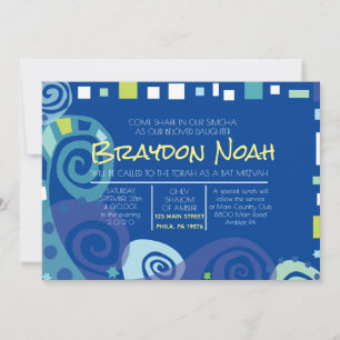Invitation Bat mitzvah du bar NOAH'S ARK & WAVES