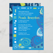 Invitation Bat mitzvah du bar NOAH'S WAVES (Devant / Derrière)