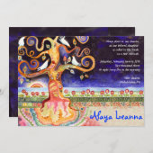 Invitation Bat mitzvah du bar Tree of Life Doves (Devant / Derrière)