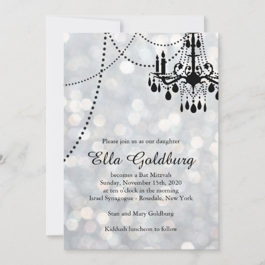 Invitation Bat mitzvah du lustre parkly (Devant)