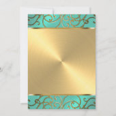 Invitation Bat mitzvah Elegant Aqua Green Gold Filigree (Dos)