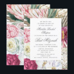 Invitation Bat mitzvah Elégant aquarelle Floral<br><div class="desc">Bat mitzvah Elegant Aquarelle Floral Invitations dispose d'un arrière - plan de fleurs d'aquarelle élégant avec eucalyptus, frondes de palmiers, roses, pivoines et fougères dans les tons muets de prune, bordeaux, vert, pêche et rose. Personnalisé en modifiant le texte dans les zones de texte fournies. Conçu par ©Evco Studio www.zazzle.com/store/evcostudio...</div>