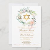 Invitation Bat mitzvah Elegant Aquarelle Floral Garland (Devant)