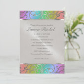 Invitation Bat mitzvah élégant Arc en ciel et Filigree en arg (Debout devant)