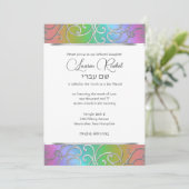 Invitation Bat mitzvah élégant Arc en ciel et Filigree en arg (Debout devant)
