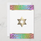 Invitation Bat mitzvah élégant arc-en-ciel et Gold Filigree (Dos)
