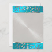 Invitation Bat mitzvah Elégant bleu turquoise Silver Filigree (Dos)