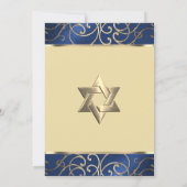 Invitation Bat mitzvah Elegant Blue et Gold Filigree (Dos)