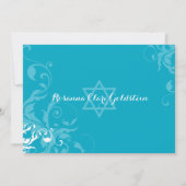 INVITATION bat mitzvah élégant fleuri turquoise aq (Dos)