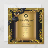 Invitation Bat mitzvah Elegant Gold Black Butterfly (Devant)