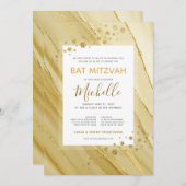 Invitation Bat mitzvah Elegant Gold Parties scintillant Invit (Devant / Derrière)