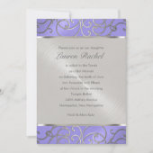 Invitation Bat mitzvah Élégant Lavande Purple Silver Filiger (Devant)