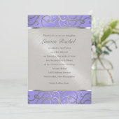 Invitation Bat mitzvah Élégant Lavande Purple Silver Filiger (Debout devant)