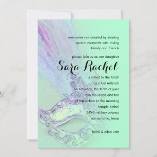 Invitation Bat mitzvah Elegant Masquerade Aqua et violet