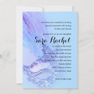 Invitation Bat mitzvah Elegant Masquerade Bleu et Violet