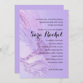 Invitation Bat mitzvah Elegant Masquerade violet et rose (Devant / Derrière)