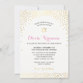 Invitation BAT MITZVAH élégant mini confetti spot or rose (Devant)