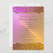 Invitation Bat mitzvah Elegant Orange Rose Gold Filigree (Devant)