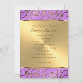 Invitation Bat mitzvah Elegant Orchidée Purple Gold Filigree (Devant)