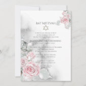 Invitation BAT MITZVAH | Elégant Roses d'aquarelle rose (Devant)