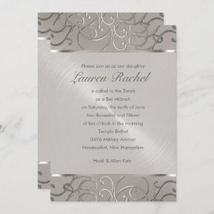 Invitation Bat mitzvah Élégant Toutes Les Flèches En Filigree