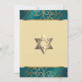 Invitation Bat mitzvah élégant Turquoise bleu et or Filigree (Dos)