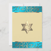 Invitation Bat mitzvah Elegant Turquoise Blue Gold Filigree (Dos)