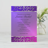 Invitation Bat mitzvah élégant violet rose violet argent Fili (Debout devant)