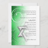 Invitation Bat mitzvah Emerald Shimmer Star de David (Devant)