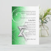 Invitation Bat mitzvah Emerald Shimmer Star de David (Debout devant)