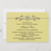 Invitation Bat mitzvah en bande blanche jaune (Dos)