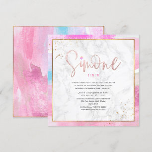 Invitation Bat mitzvah en marbre des ondulations Abstraites