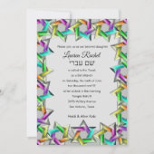Invitation Bat Mitzvah Étoile de David arc-en-ciel (Devant)