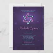 Invitation Bat Mitzvah Étoile de David Brillante (Devant)