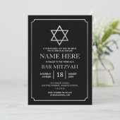 Invitation Bat Mitzvah Étoile Noire Argent Juive (Debout devant)