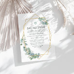Invitation Bat mitzvah Eucalyptus géométrique aquarelle<br><div class="desc">Forêt eucalyptus vert invitation bat mitzvah avec cadre géométrique or personnalisable à vos spécificités d'événement. Célébrez cette étape importante avec une élégante invitation Bat mitzvah avec des accents d'eucalyptus à l'aquarelle douce et un cadre géométrique doré moderne. La typographie épurée et le design minimaliste apportent sophistication et grâce, le rendant...</div>