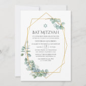 Invitation Bat mitzvah Eucalyptus géométrique aquarelle (Devant)